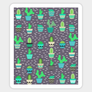 Potted cacti on gray background Sticker